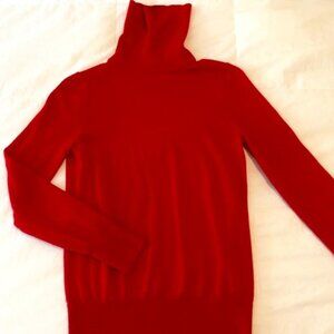 Bright Cherry Red Jcrew Cashmere Turtleneck Sweater